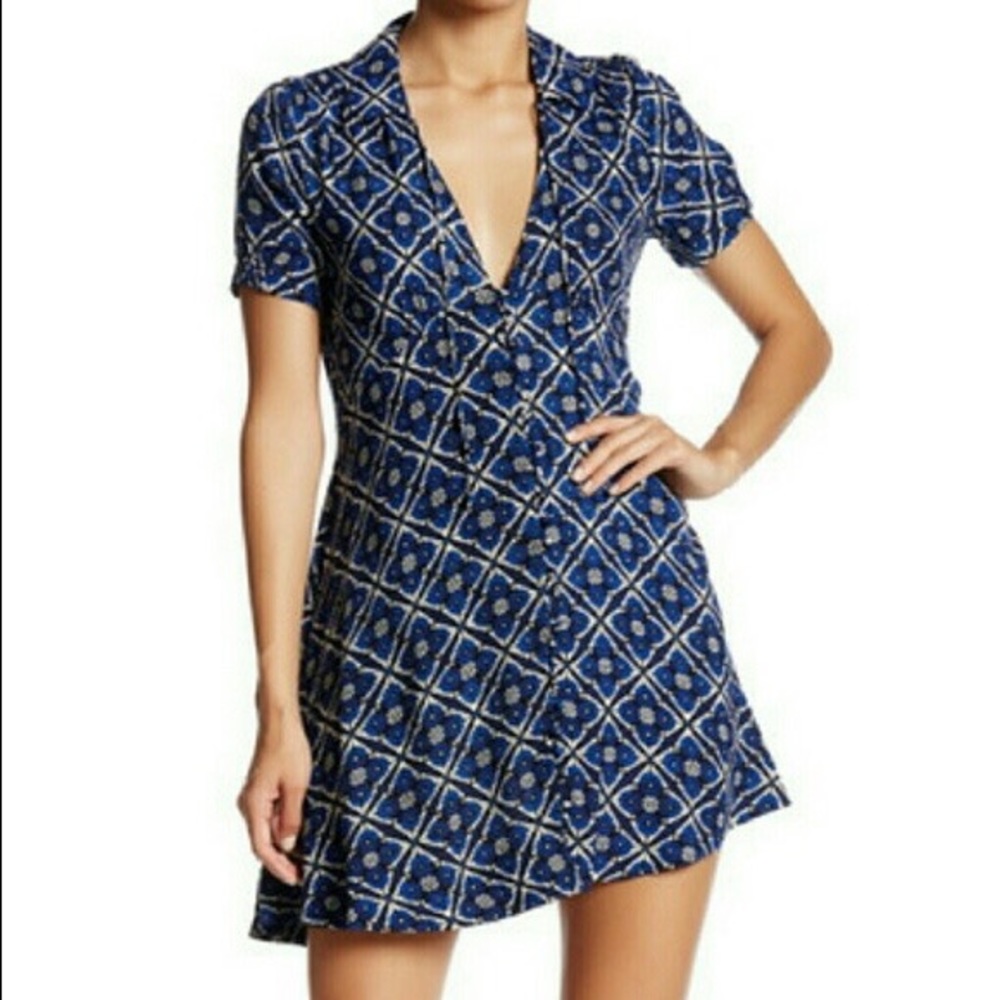 Blue patterned Free People dress
